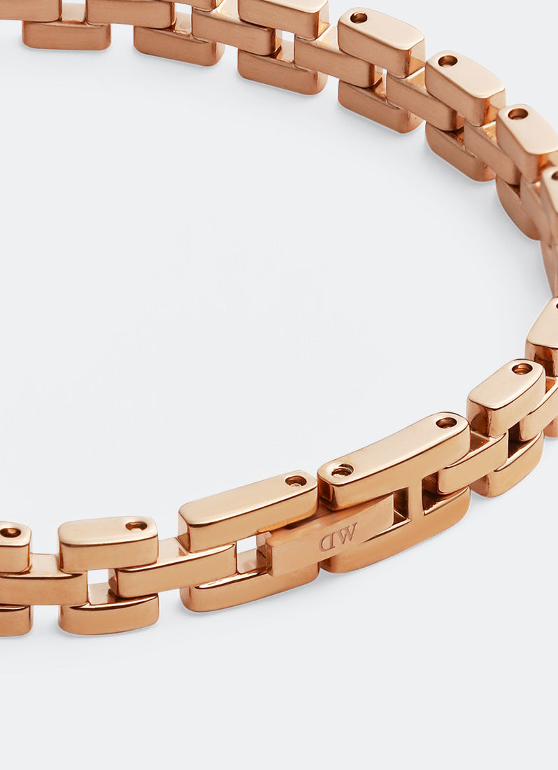 Daniel Wellington Link Inspired Bracelet 3 Rows Rose Gold 165 Chain Detail