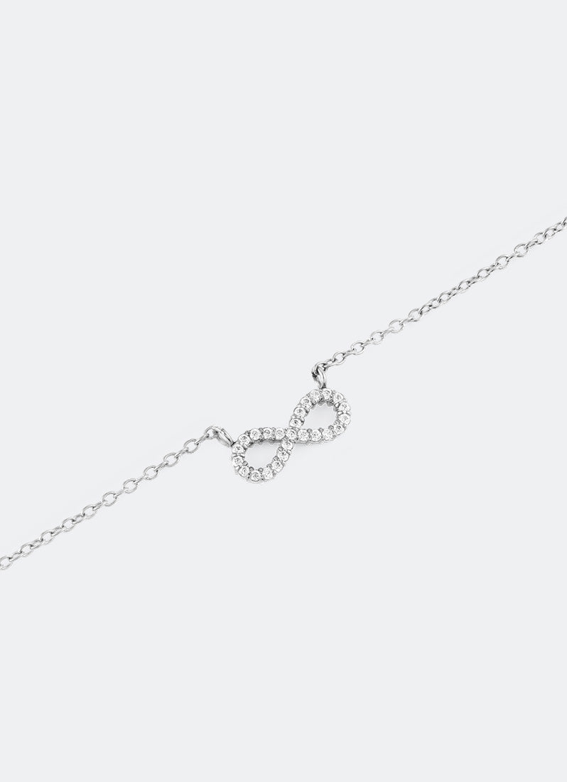 Daniel Welllington Mirelle Infinity Necklace Silver Pendant Details