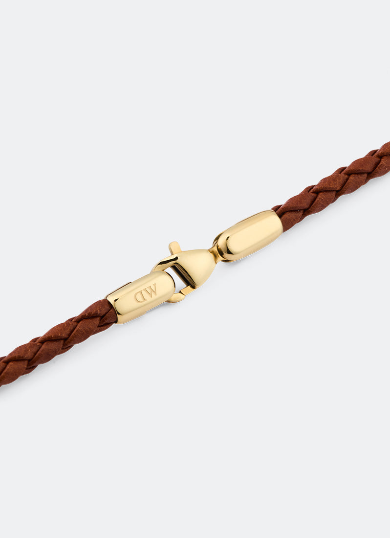 Daniel Braided Leather Bracelet St. Mawes  Gold Detail