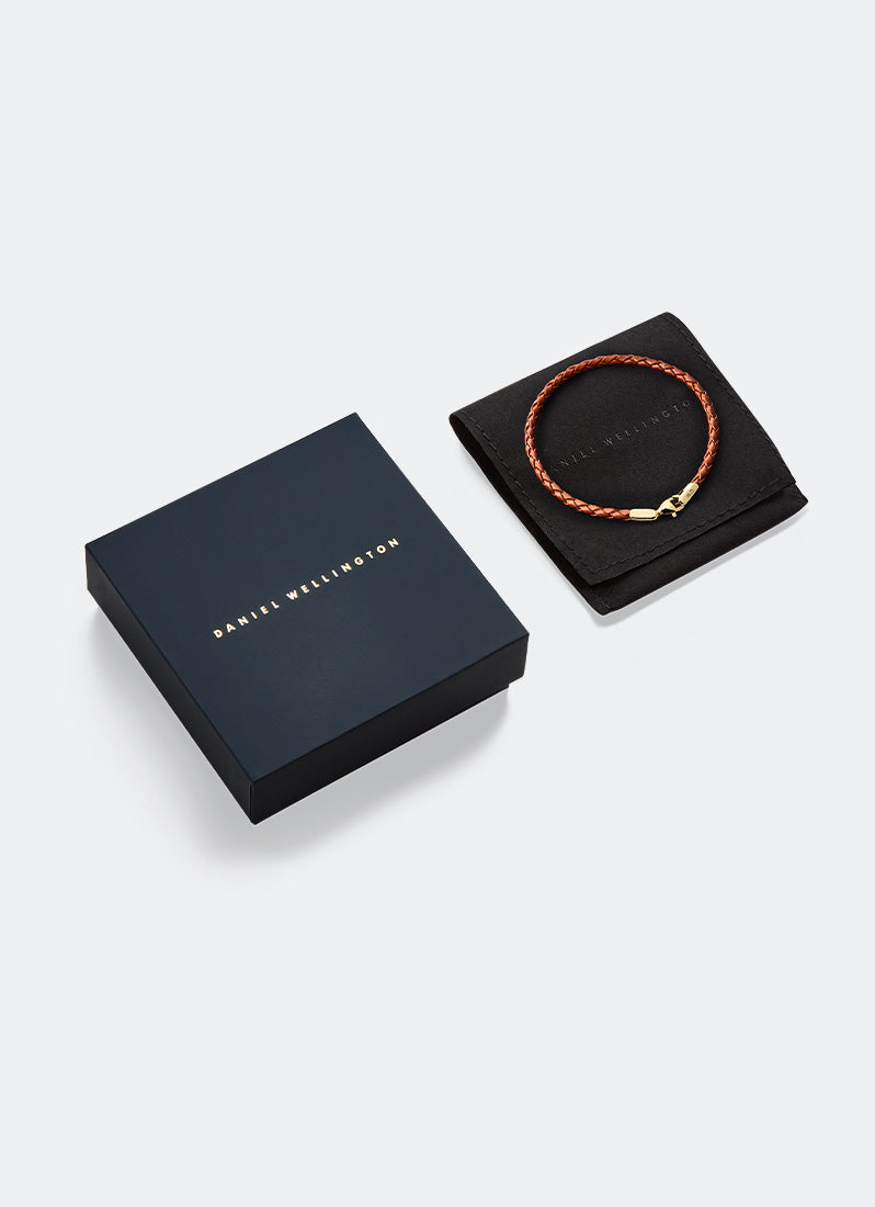 Daniel Braided Leather Bracelet St. Mawes  Gold With Box