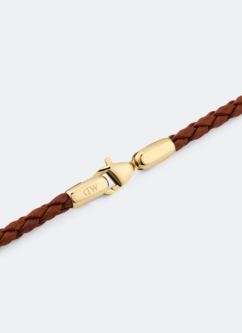 Daniel Braided Leather Bracelet St. Mawes  Gold Clasp Detail
