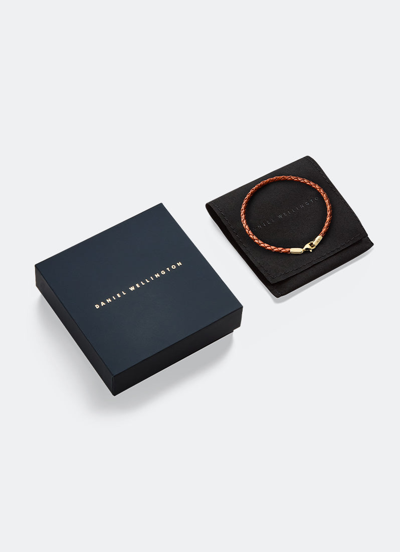 Daniel Braided Leather Bracelet St. Mawes  Gold With Box