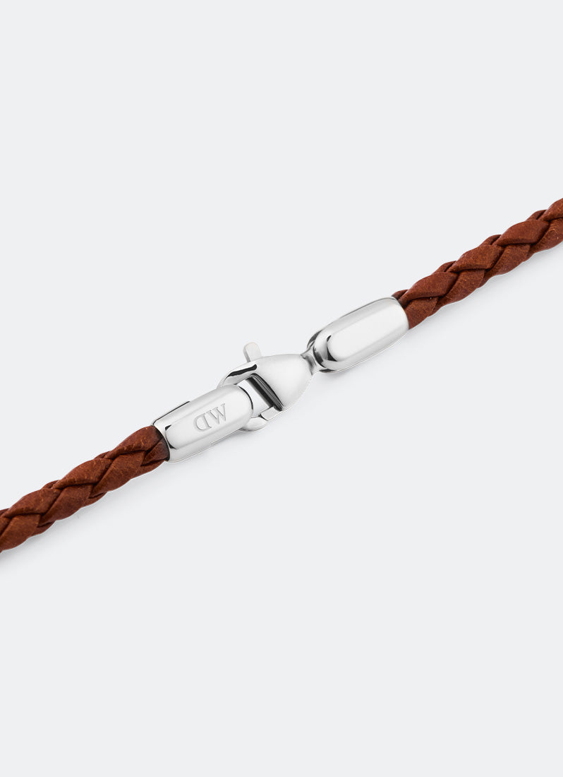 Daniel Braided Leather Bracelet St. Mawes  Silver Clasp Detail