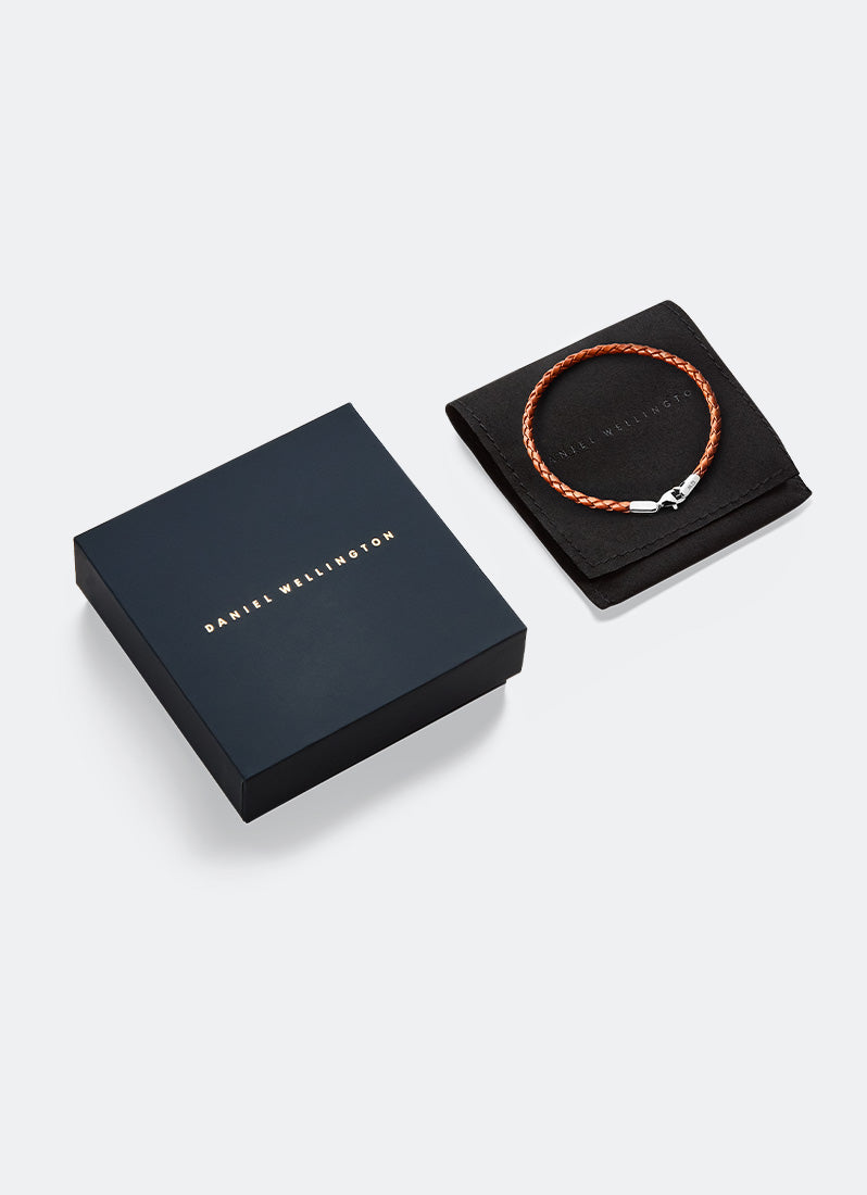 Daniel Braided Leather Bracelet St. Mawes   Silver with Box