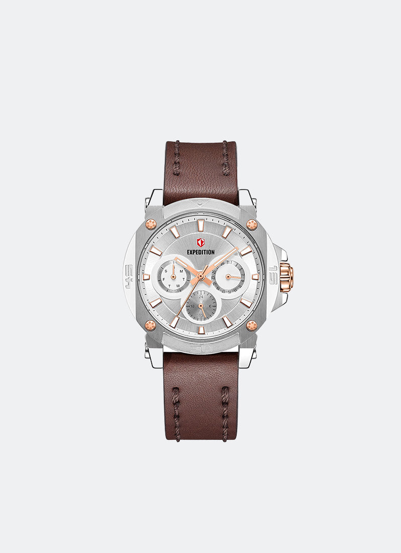 Jam Tangan Expedition Multifunction Men Quartz Band Silver Silver 37mm