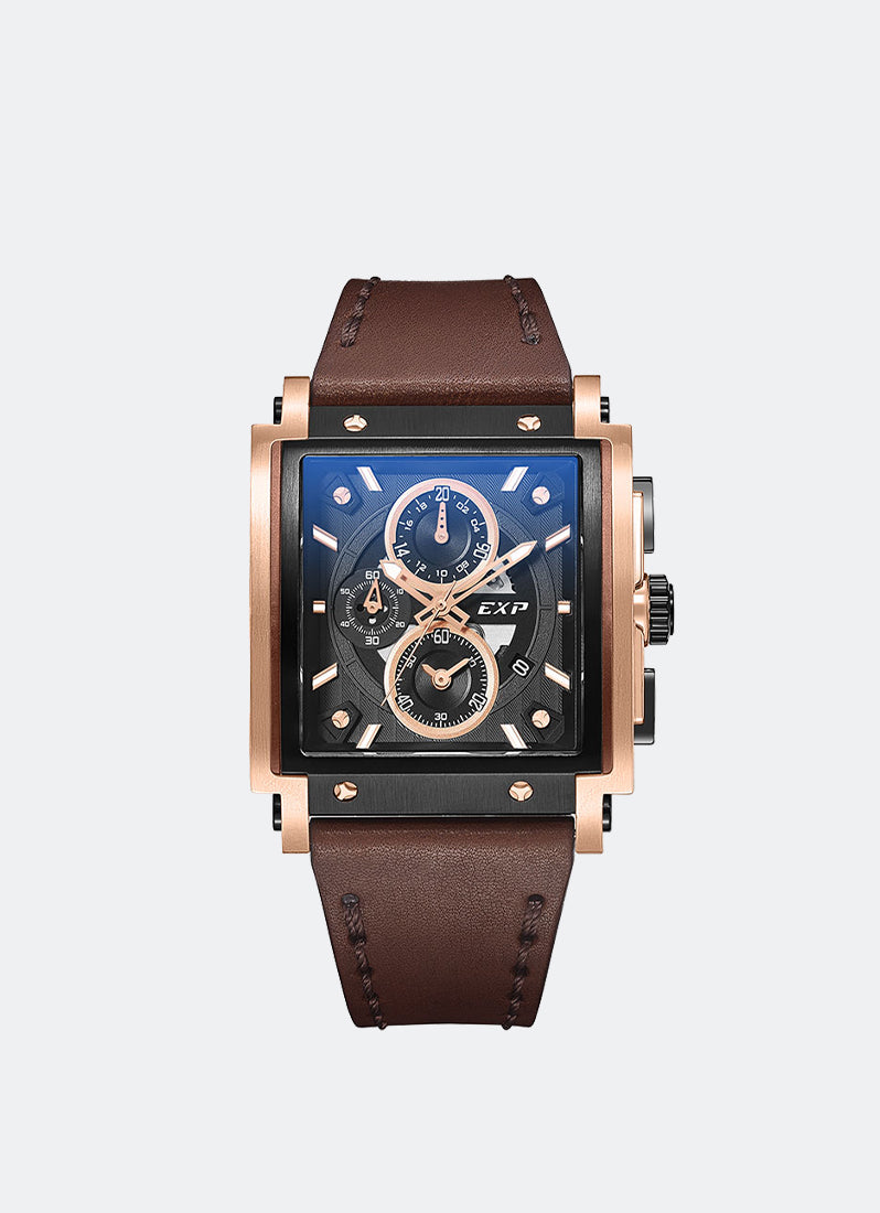 Expedition Chronograph Men Quartz Band Rose Gold Black 40x50.5mm - E6731GCLBRBA