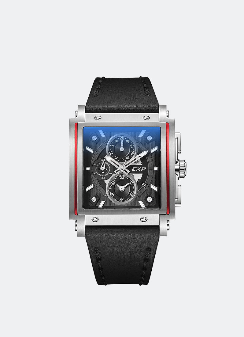 Jam Tangan Expedition Chronograph Men Quartz Band Silver Black 40x50.5mm