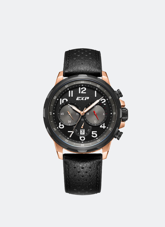 Expedition Chronograph Men Quartz 2 in 1 Band Rose Gold Black Dial 44mm - E6843MCRBRBA