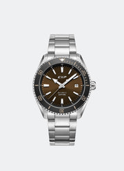 Automatic Sapphire Boxset Men Brown & White Dial Black & Brown Stainless Steel Silver - 42mm E6860MABSSBO