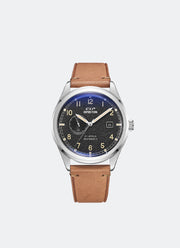Automatic Boxset Men Black Textured & Cream Dial Silver Stainless Steel Tan Leather - 41mm E6864MALSSBAIV