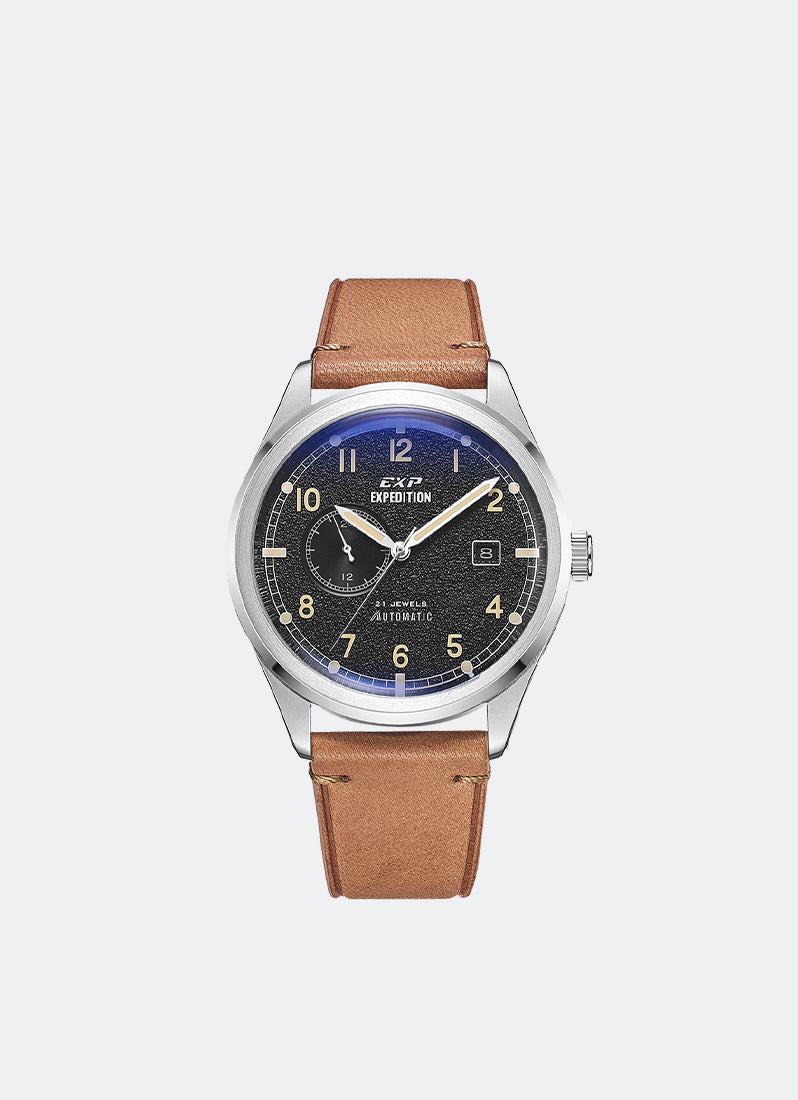 Automatic Boxset Men Black Textured & Cream Dial Silver Stainless Steel Tan Leather - 41mm E6864MALSSBAIV