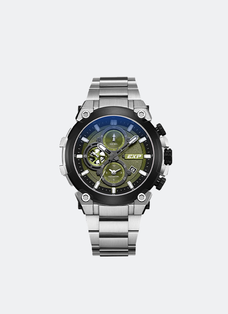 Expedition Chronograph Men Quartz Band Silver Green 44mm - E6841MCBTBGN