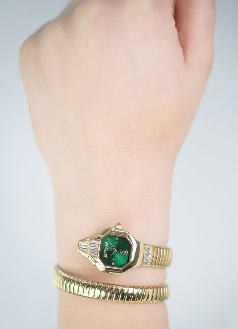 Signature Snake JC1L326 Dark Green Gold - 20.5 x 29.5mm Single Round