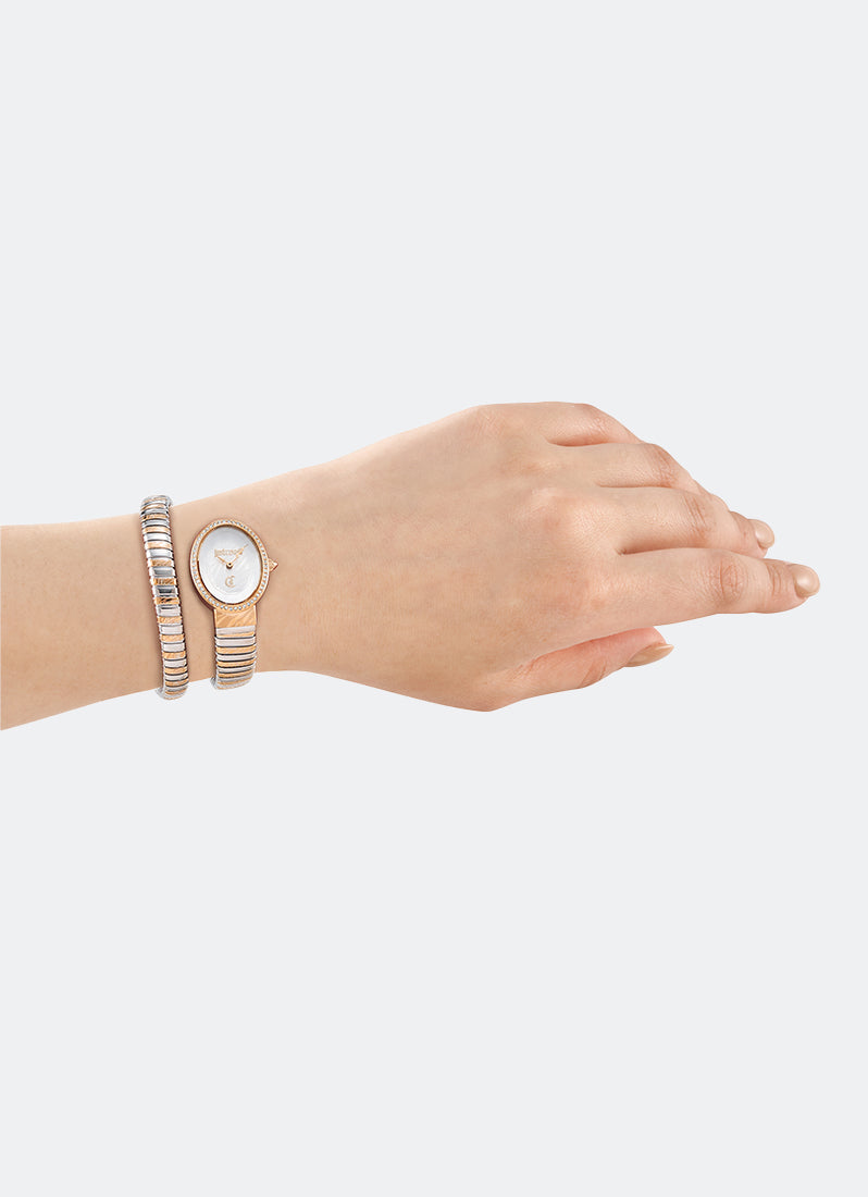 Signature Snake  JC1L353 Silver  Two-tone Silver & Rose Gold - 22 x 31.5mm Single Round