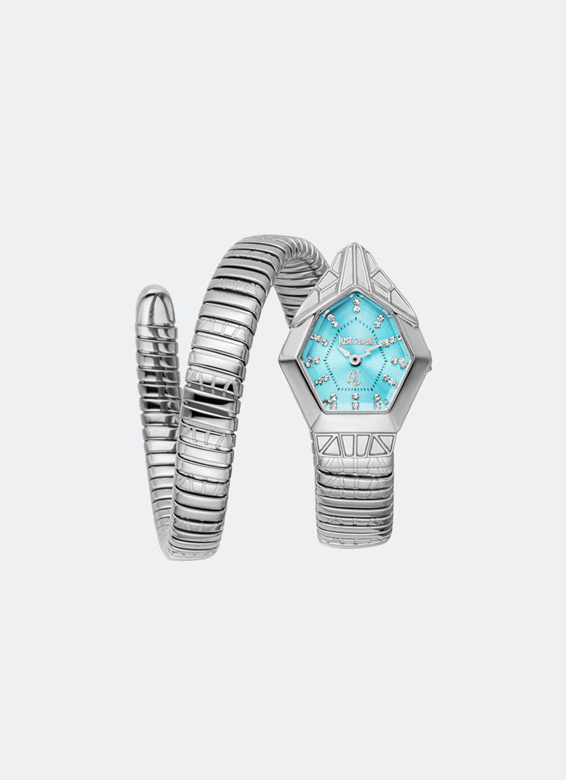 Signature Snake JC1L358 Light Blue Silver - 23 x 32.5mm Single Round