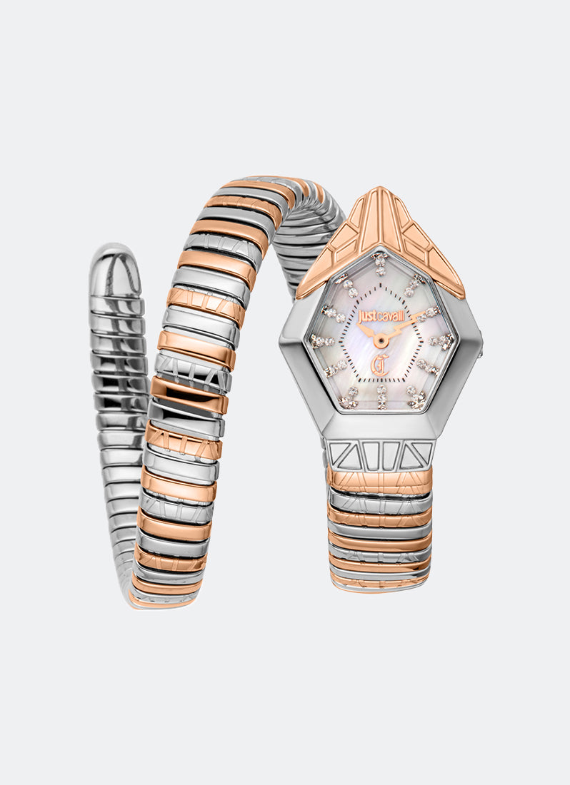 Signature Snake JC1L358 White MOP Two-tone Silver & Rose Gold - 23 x 32.5mm Single Round
