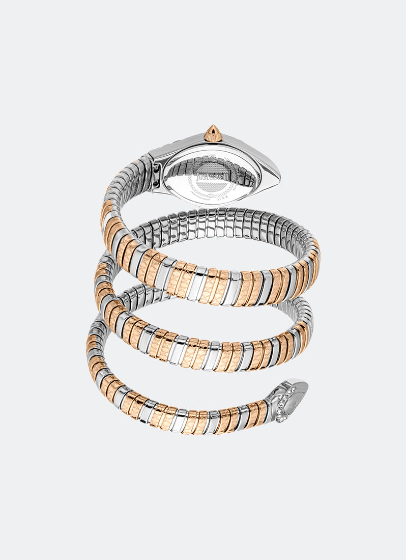 Signature Snake  JC1L374 Silver  Two-tone Silver & Rose Gold - 20 x 34.5mm Double Round