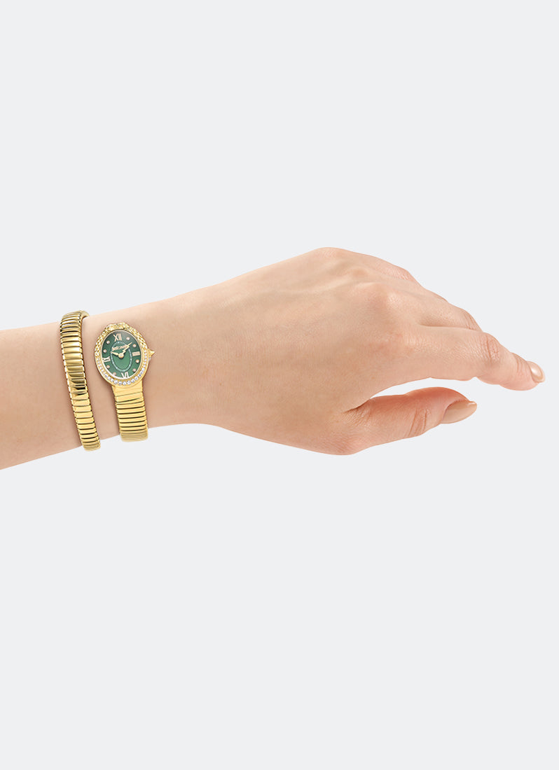 Signature Snake JC1L390 Dark Green Gold - 22 x 31mm Single Round