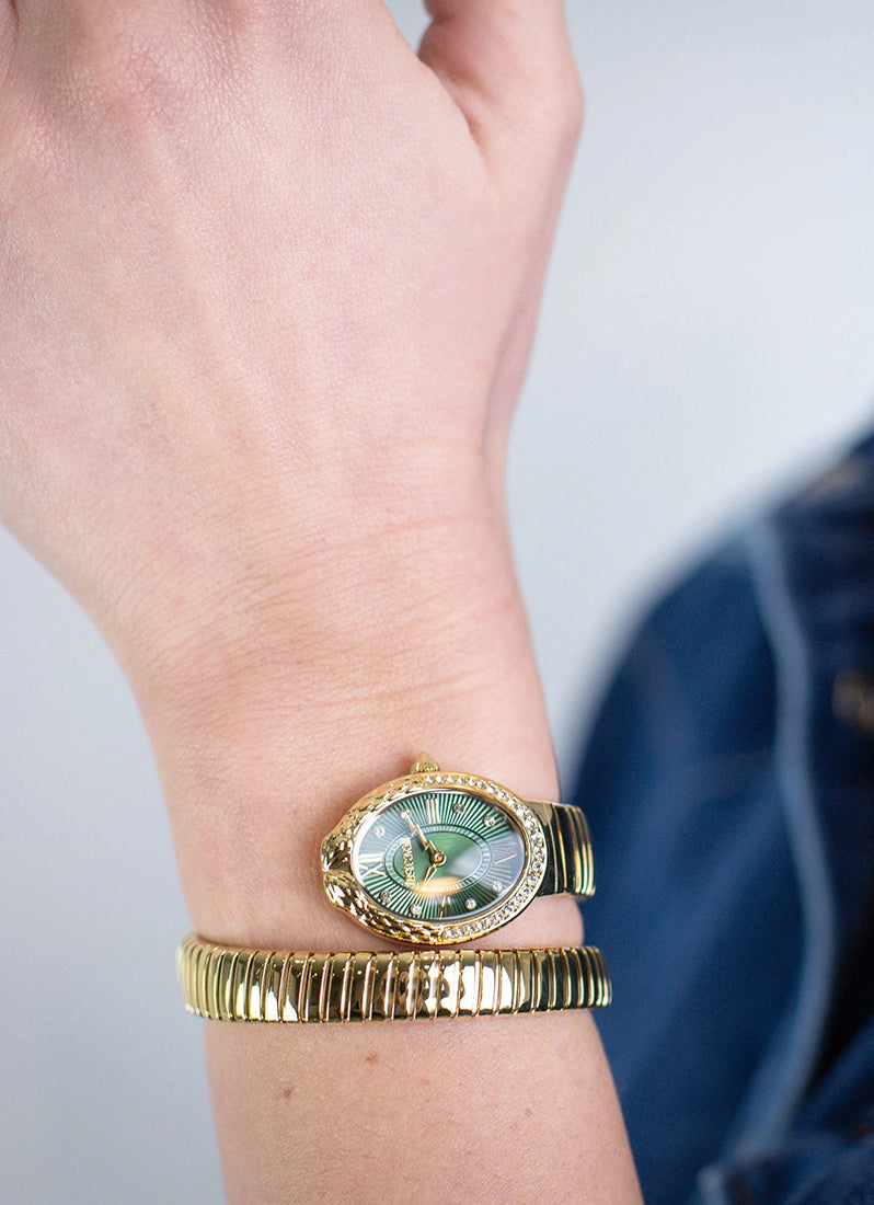 Signature Snake JC1L390 Dark Green Gold - 22 x 31mm Single Round