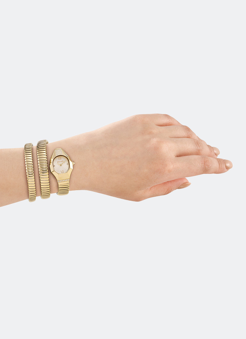 Signature Snake JC1L397 Champagne Gold - 23.5 x 35.5mm Double Round