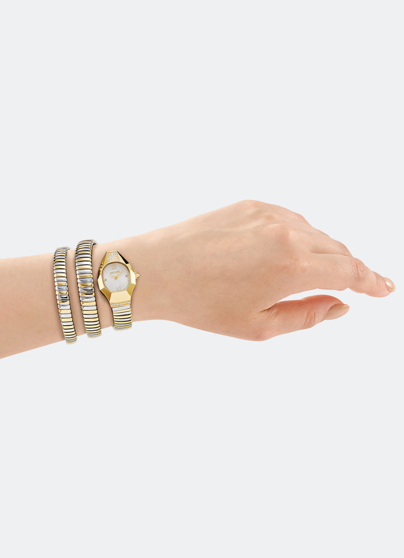 Signature Snake JC1L397 Silver Two-tone Silver & Gold - 23.5 x 35.5mm Double Round