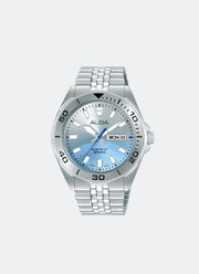 Jam Tangan Alba Active Gravity Uranus Men Light Blue Dial Stainless Steel Strap 42mm AV3587