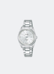 Jam Tangan Alba Silver White Pattern Dial Silver Bracelet 30.2mm AH7CL3