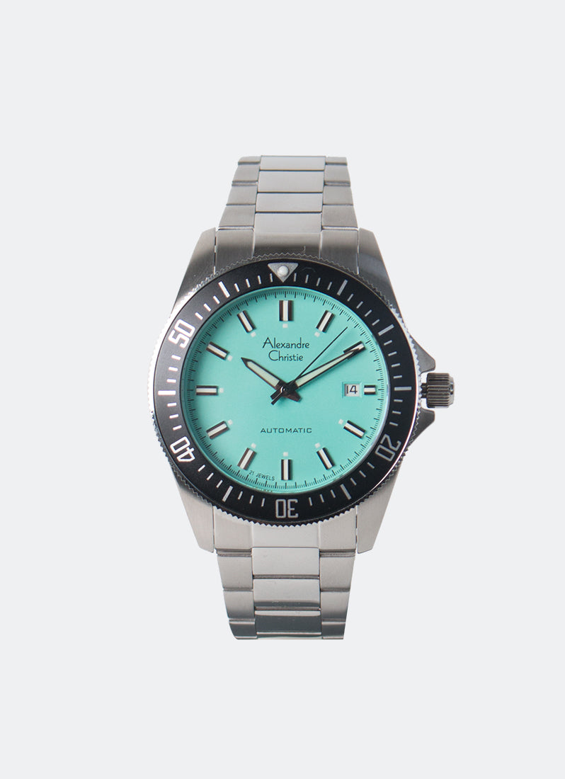 Jam Tangan Alexandre Christie Automatic Men Band Date Silver Tosca Dial 42 mm AC6676MABSSLB