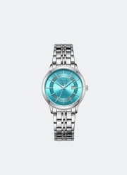 Jam Tangan Alexandre Christie Classic Steel Ladies Band Date Silver Blue Dial 31mm AC8348LDBSSLB