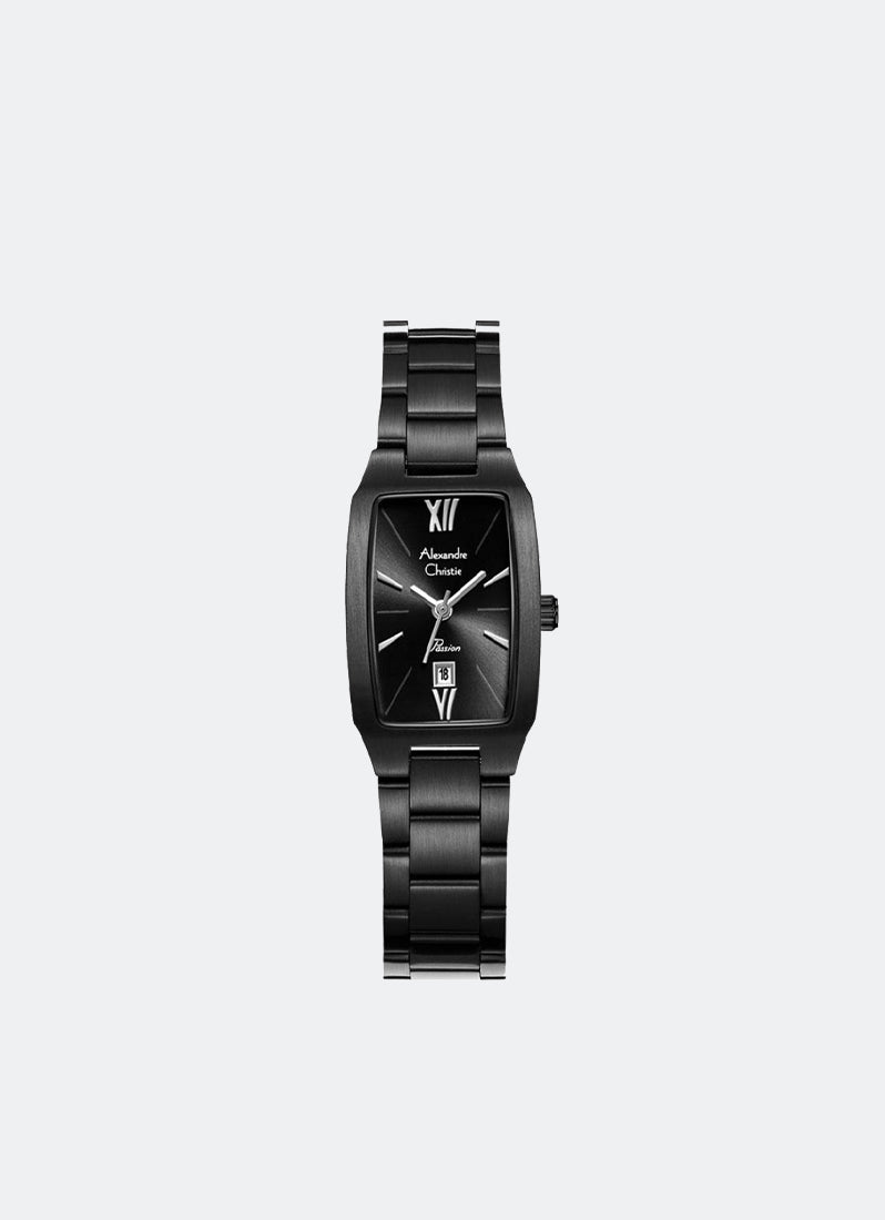 Jam Tangan Alexandre Christie Ladies Passion Ladies Band Date Black Black Dial 21 x 37mm AC2455LDBIPBA