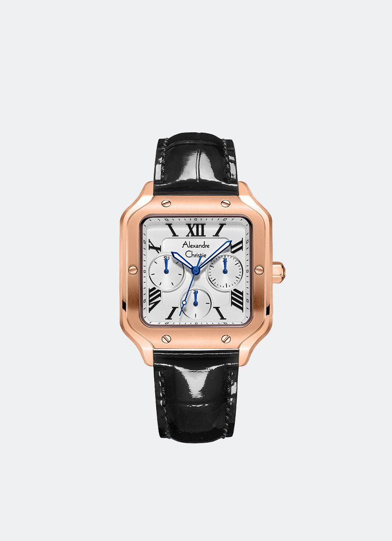 Jam Tangan Alexandre Christie Multifunction Boyfriend Band Multifunction Rose Gold White Dial 35 x 41mm - AC2B18BFLRGSLBA
