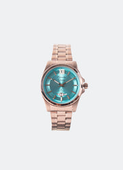 Jam Tangan Alexandre Christie Pair Ladies Band Date Rose Gold Turquoise Dial 31mm AC8659LDBRGLB