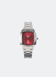 Jam Tangan Alexandre Christie Passion Ladies Band Date Silver Red Dial 29 x 37mm AC2454LDBSSDR