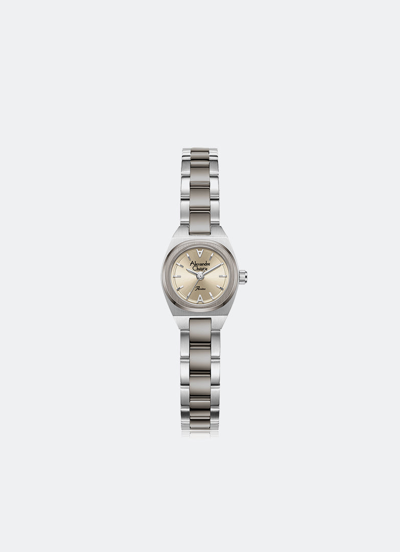 Jam Tangan Alexandre Christie Passion Ladies Band Quartz Silver Champagne Dial 19.5 mm AC2B67LHBTERG