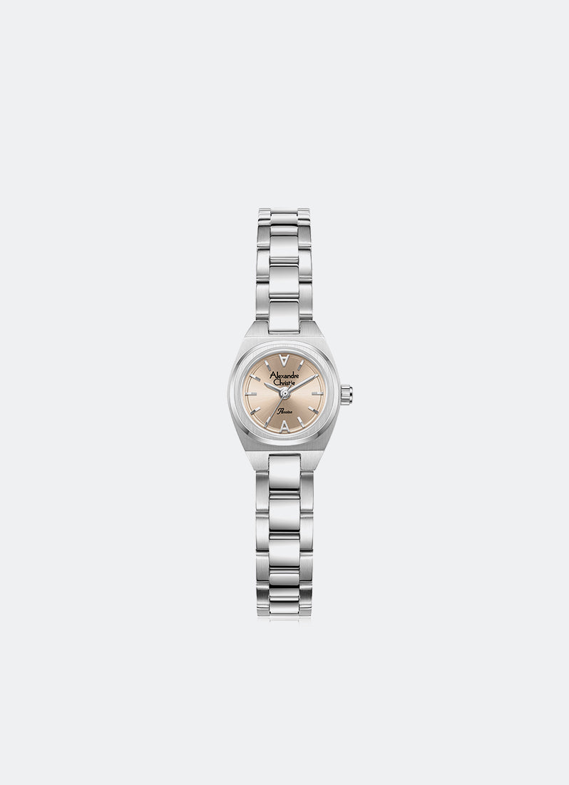 Jam Tangan Alexandre Christie Passion Ladies Band Quartz Silver Gold Dial 19.5 mm AC2B67LHBSSLG