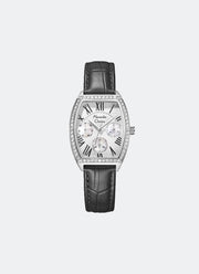 Jam Tangan Alexandre Christie Passion Ladies Silver & White Dial Black Leather Strap 29mm x 39mm AC2B86BFLSSSLBA