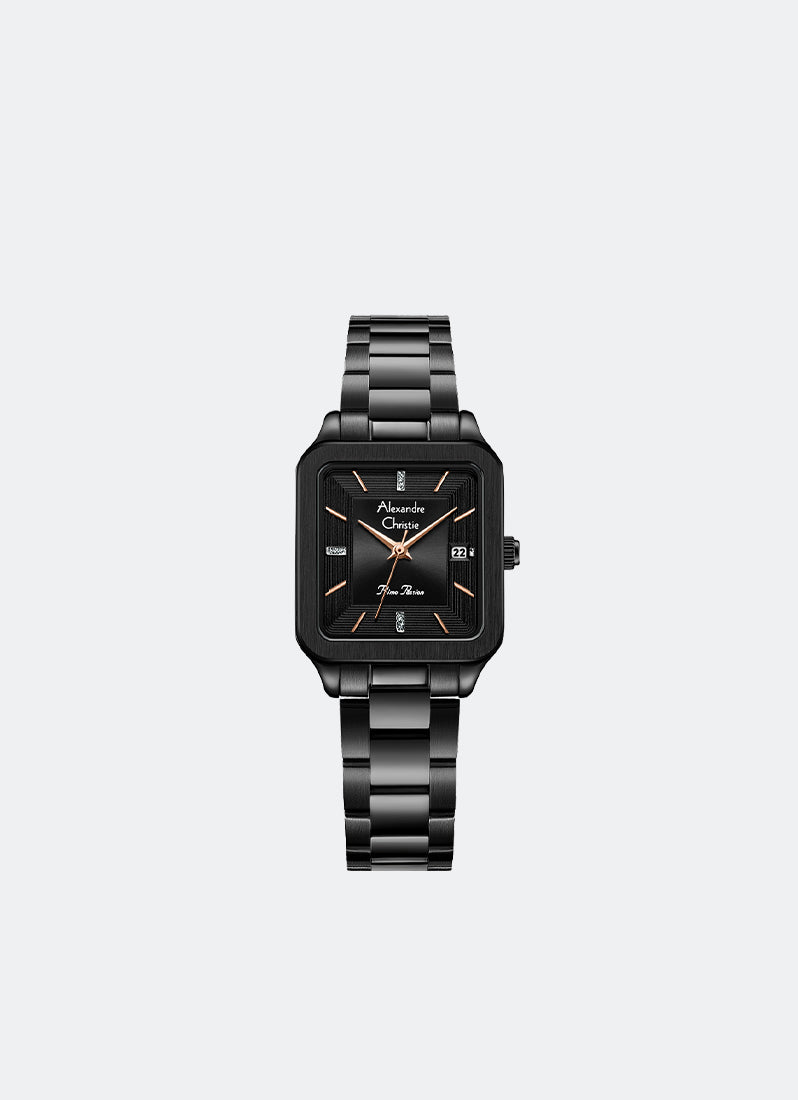 Jam Tangan Alexandre Christie Primo Ladies Passion Ladies Band Date Black Black Dial 24 x 33mm - AC2A79LDBIPBARG