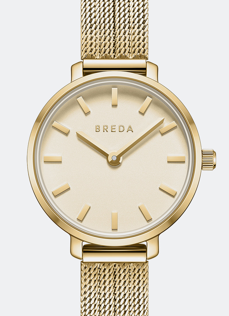 Jam Tangan Breda Beverly Mesh Gold Metal Watch 25mm - 1760A