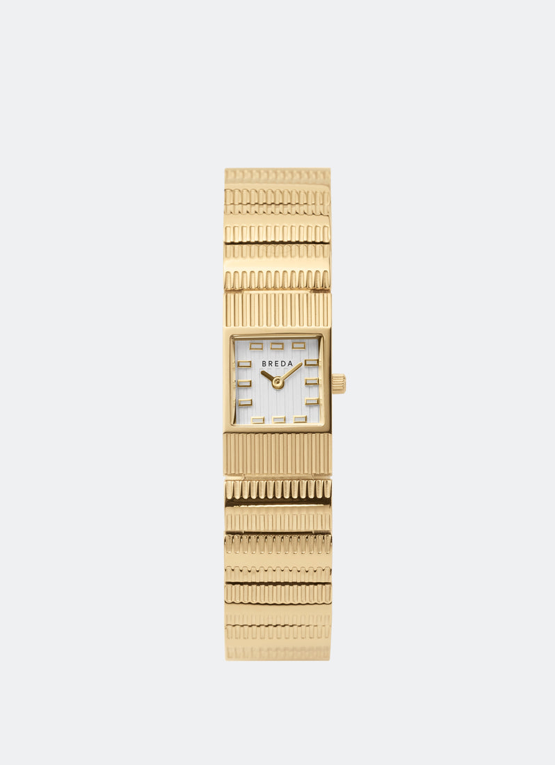 Breda Groove Ivory Dial Gold Metal Bracelet 16mm - 1749C