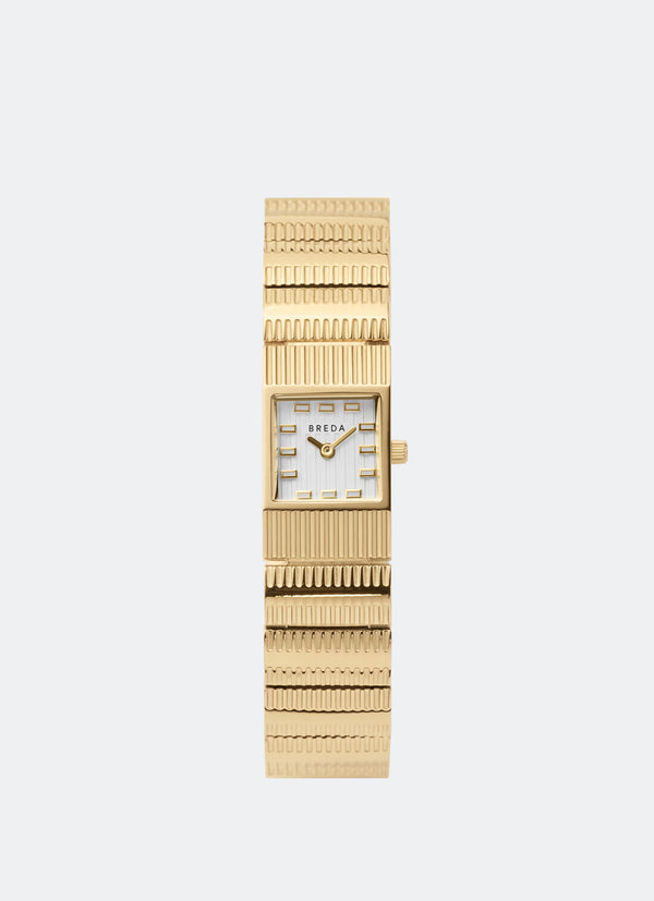Breda Groove Ivory Dial Gold Metal Bracelet 16mm - 1749C