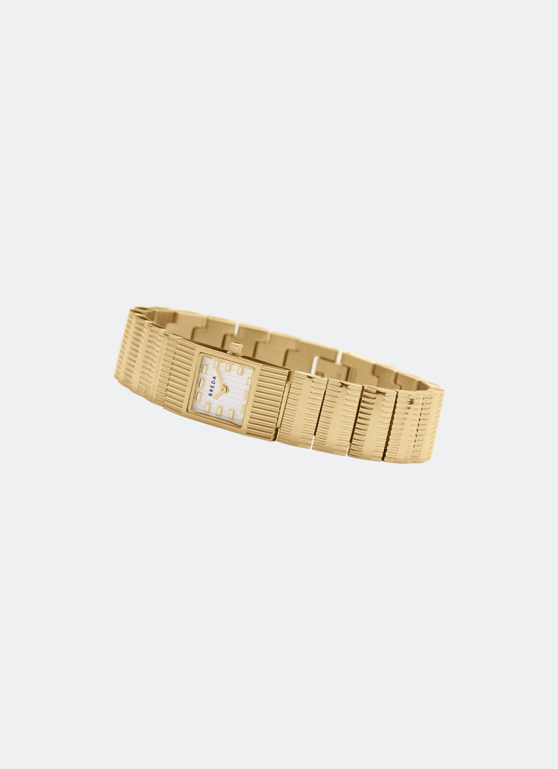 Jam Tangan Breda Groove Ivory Dial Gold Metal Bracelet 16mm 1749C