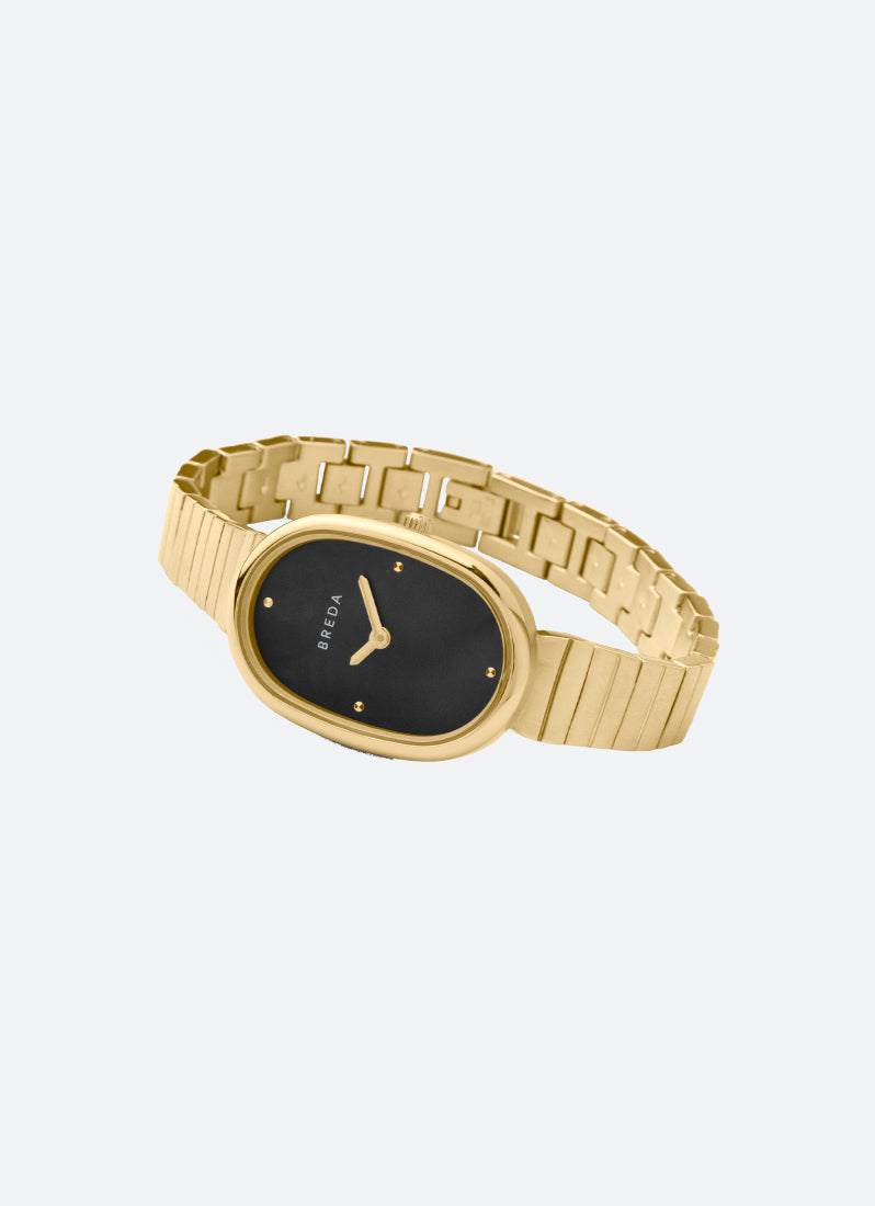 Jam Tangan Breda Jane Midnight Mother of Pearl Dial Gold Metal Bracelet 23mm 1741D