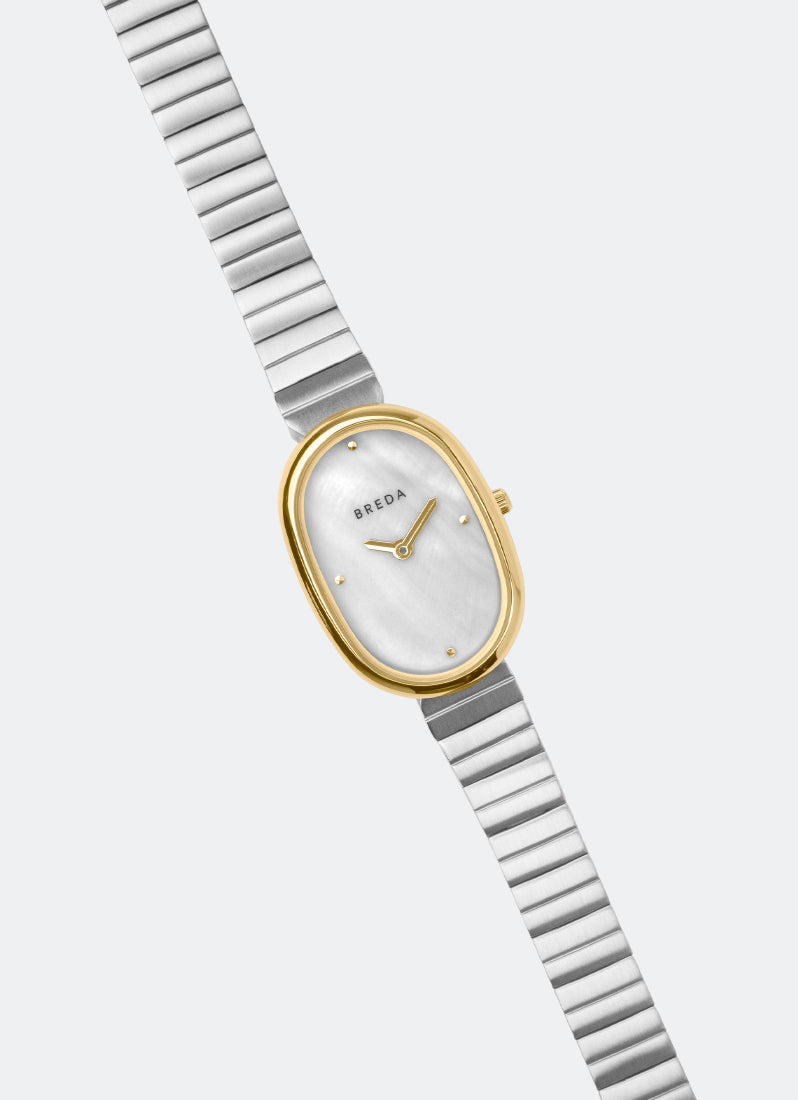 Jam Tangan Breda Jane Mother of Pearl Dial Silver Metal Bracelet 23mm 1741B
