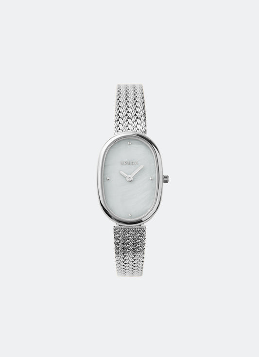 Jam Tangan Breda Jane Tethered Pearl Natural MOP Dial Silver Metal Mesh 23mm 1741M