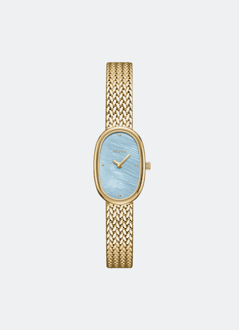 Jam Tangan Breda Jane Tethered Small Sky MOP Dial Gold Mesh 18 mm 1757D