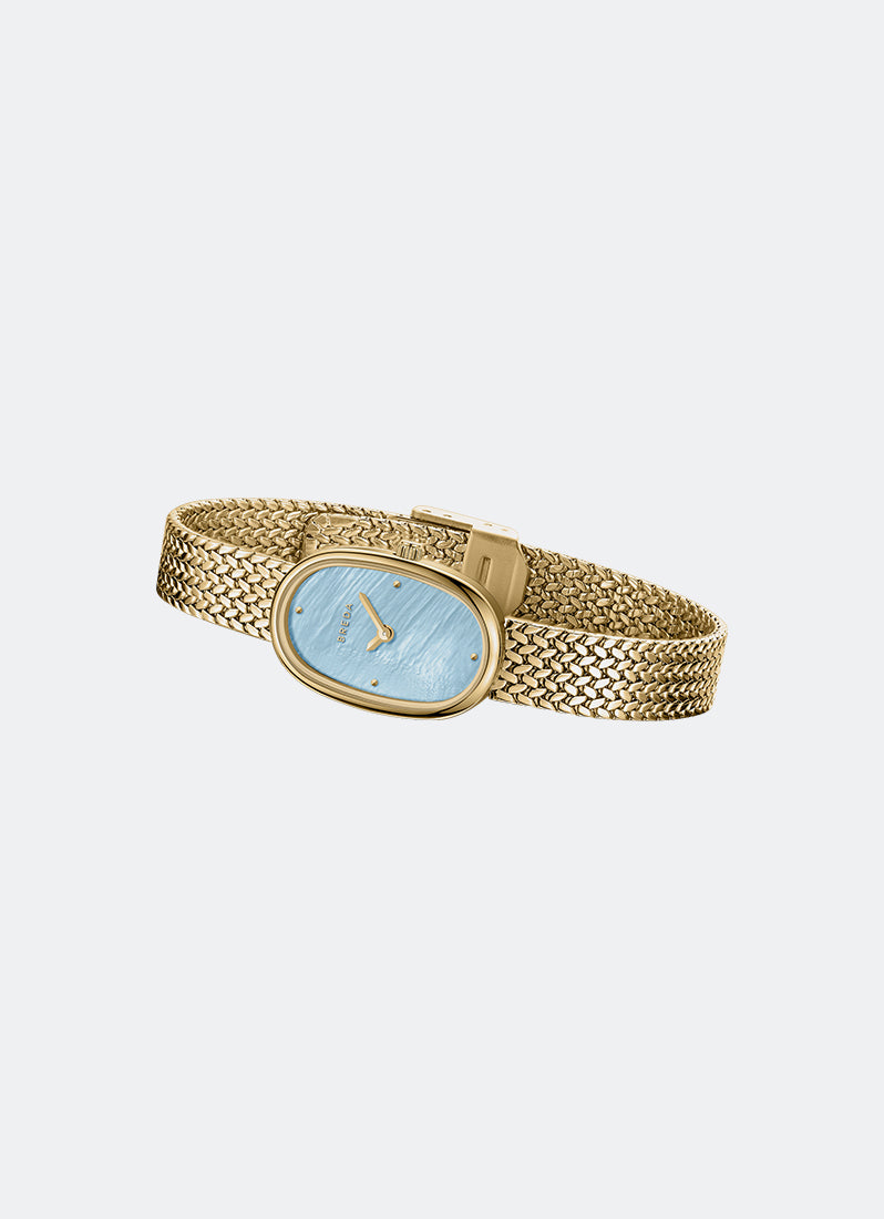 Jam Tangan Breda Jane Tethered Small Sky MOP Dial Gold Mesh 18 mm 1757D