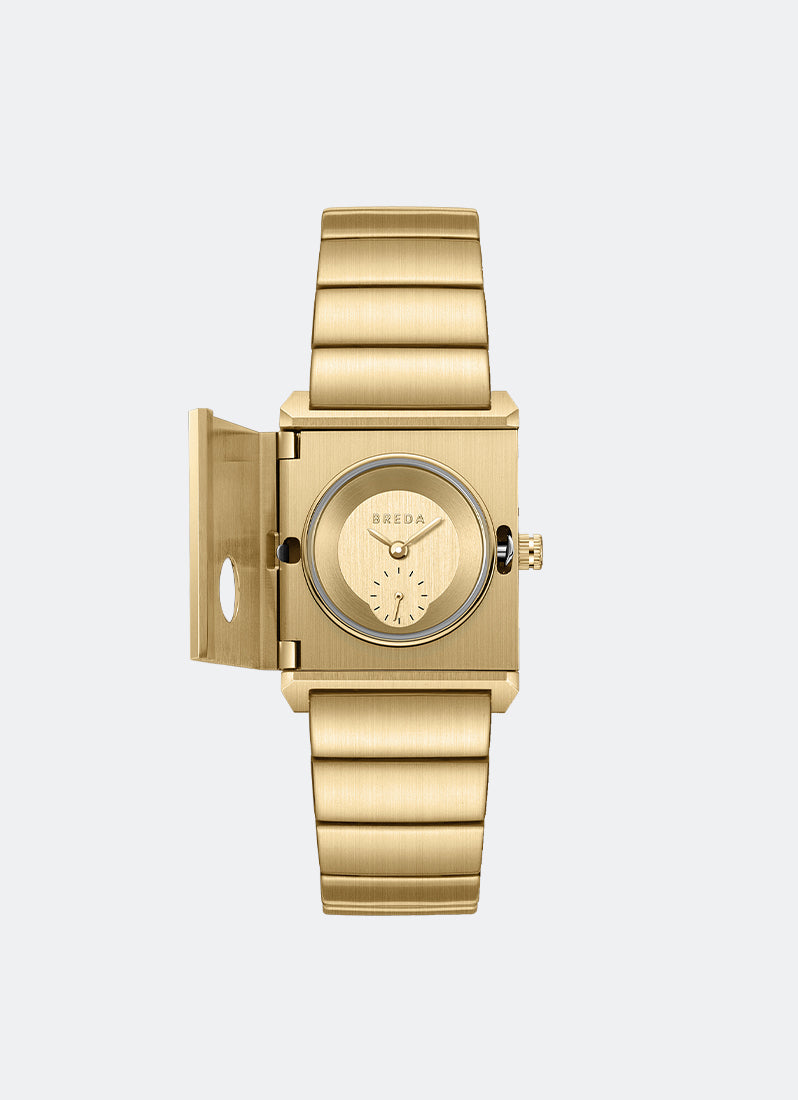 Jam Tangan Breda Pulse Locket Gold Metal Bracelet Watch 26mm - 1759A