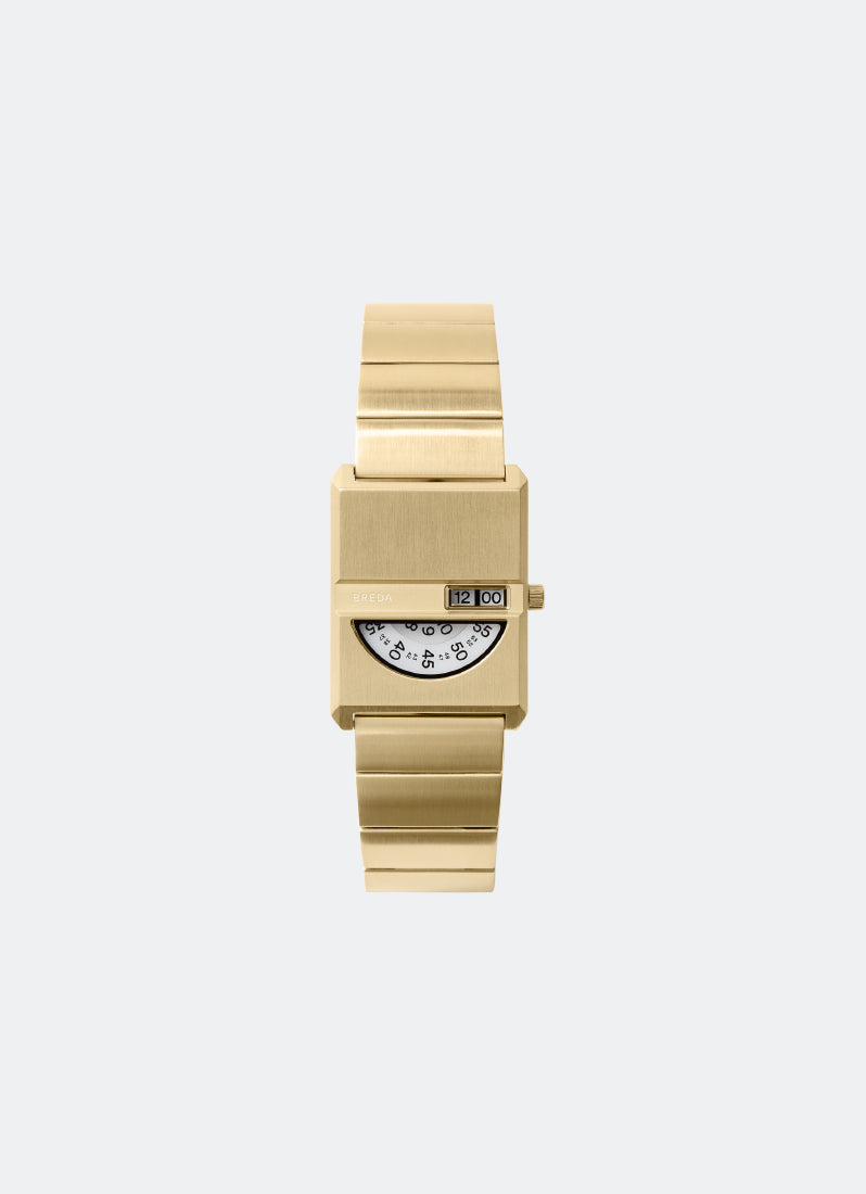 Jam Tangan Breda Pulse Tandem White Dial Gold Metal Bracelet 26mm 1747A