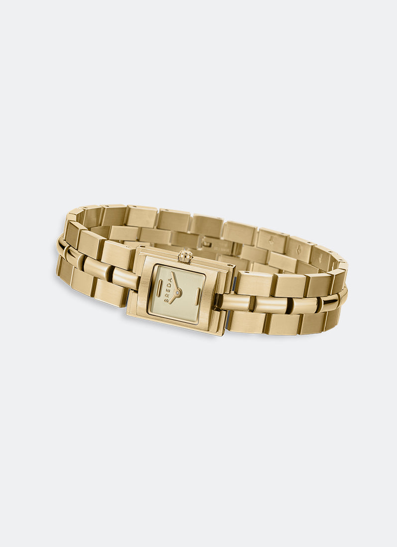 Jam Tangan Breda Relic Champagne Dial Gold Metal Bracelet 1751A