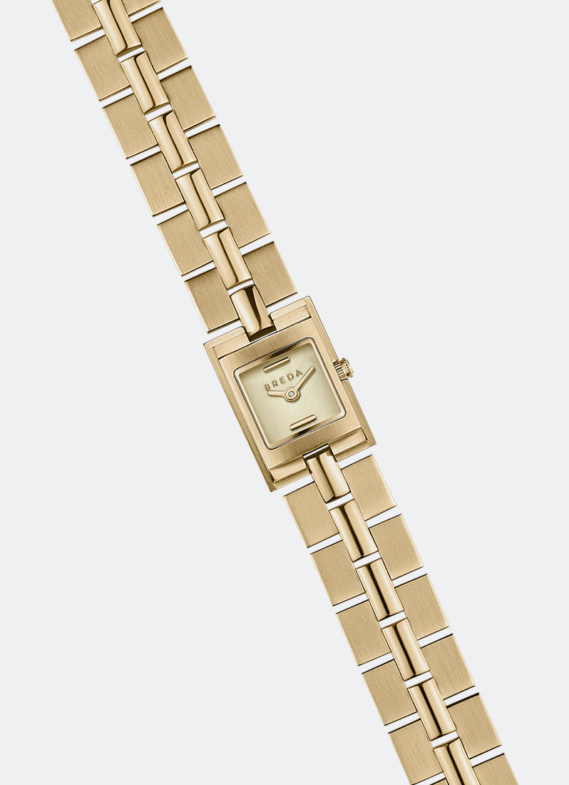 Jam Tangan Breda Relic Champagne Dial Gold Metal Bracelet 1751A